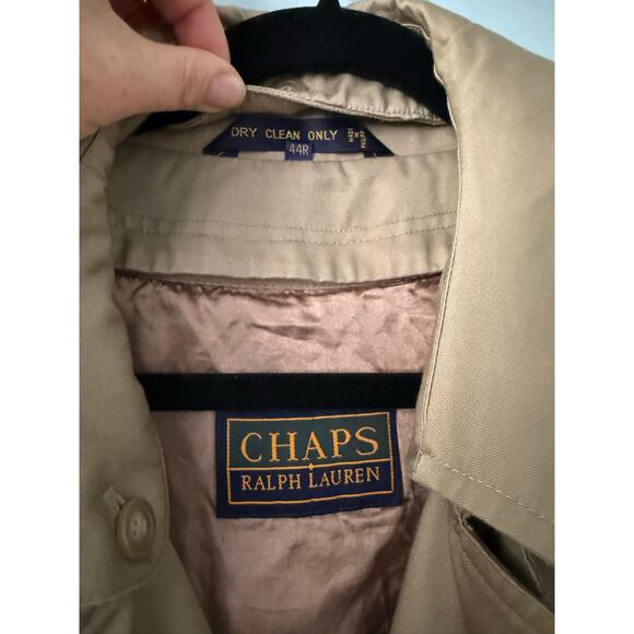 Vintage Chaps Ralph Lauren Men’s 44R Trench Coat Classic Khaki Wool Liner - Picture 5 of 10